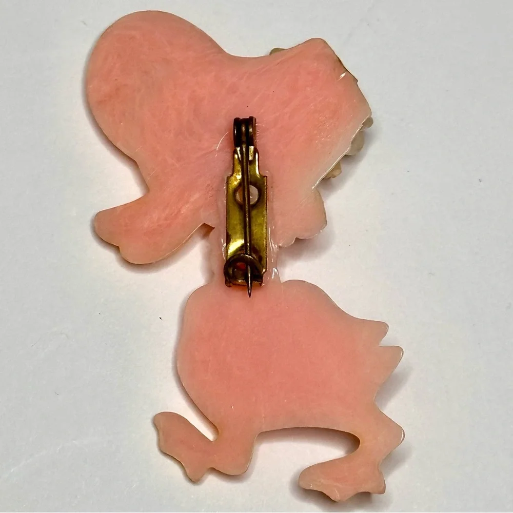 Easter 1940’s Celluloid Plastic Duck Winking Eye Pink Pin Flickering Eye VTG